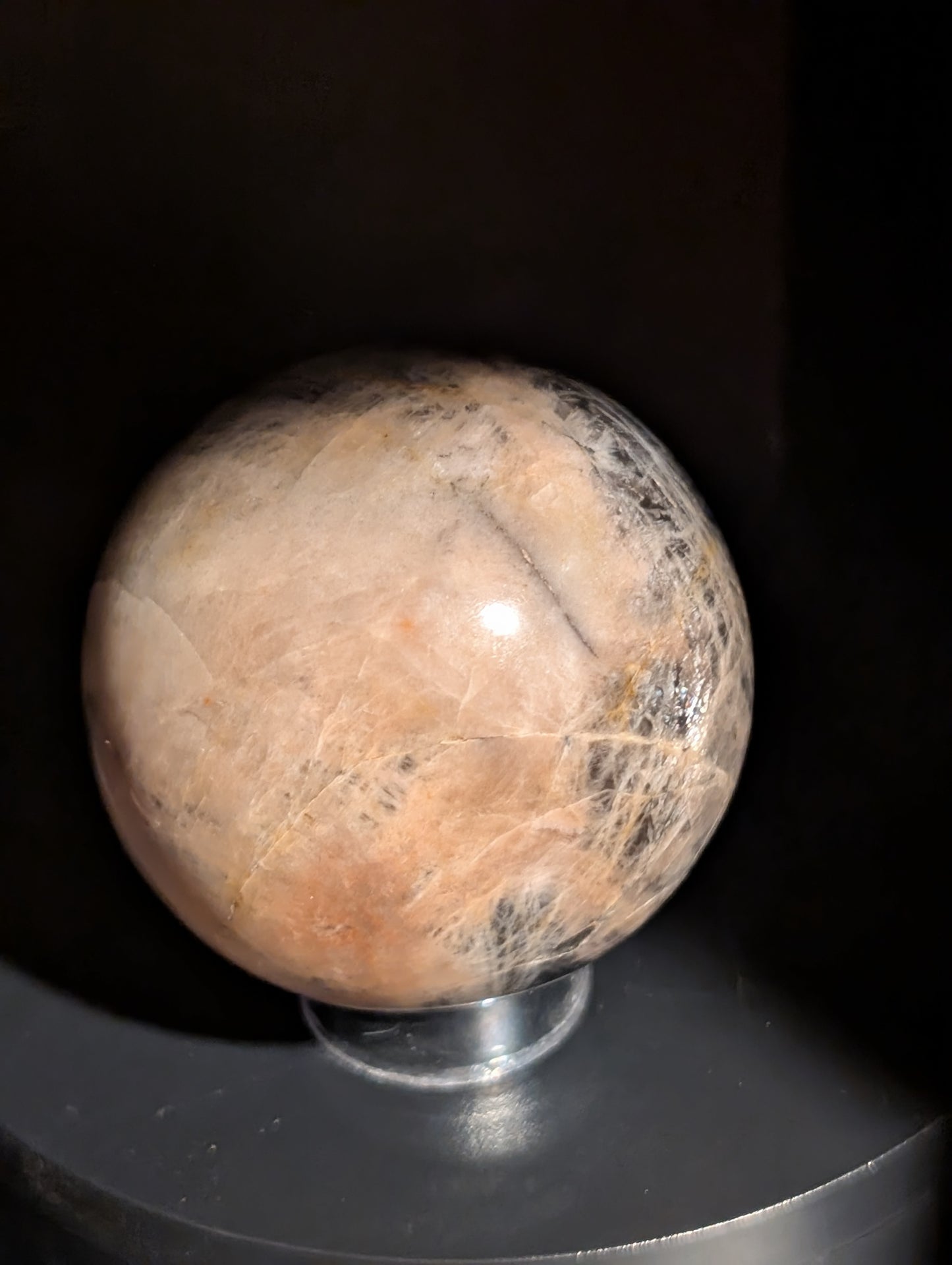 Black and Peach Moonstone Sphere