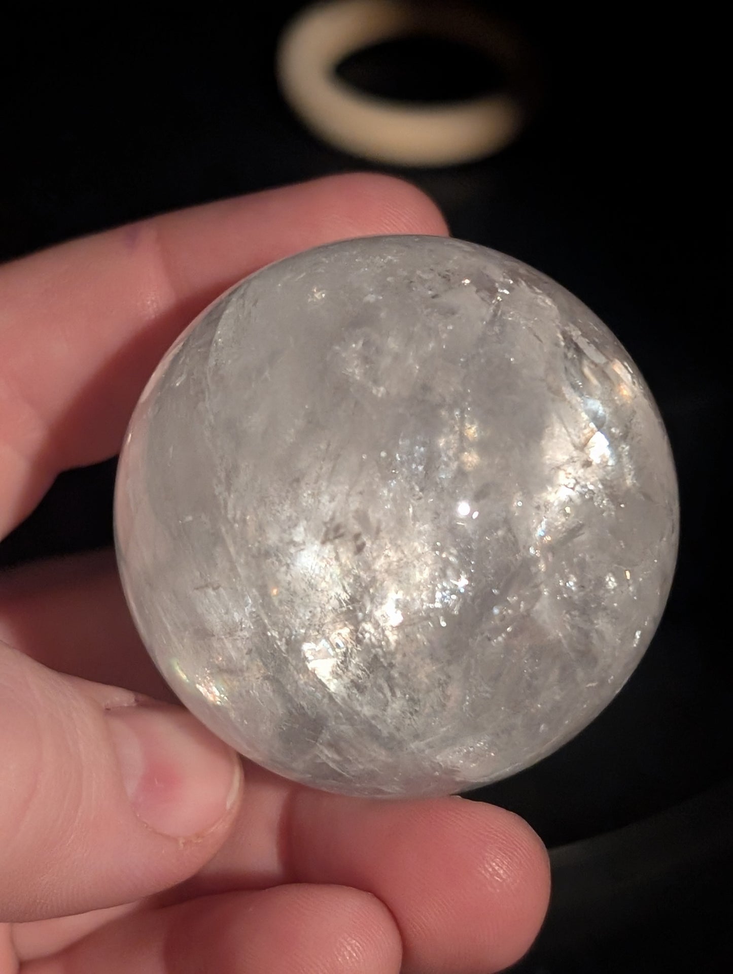 High Quality White Optical Calcite Sphere 45WQ