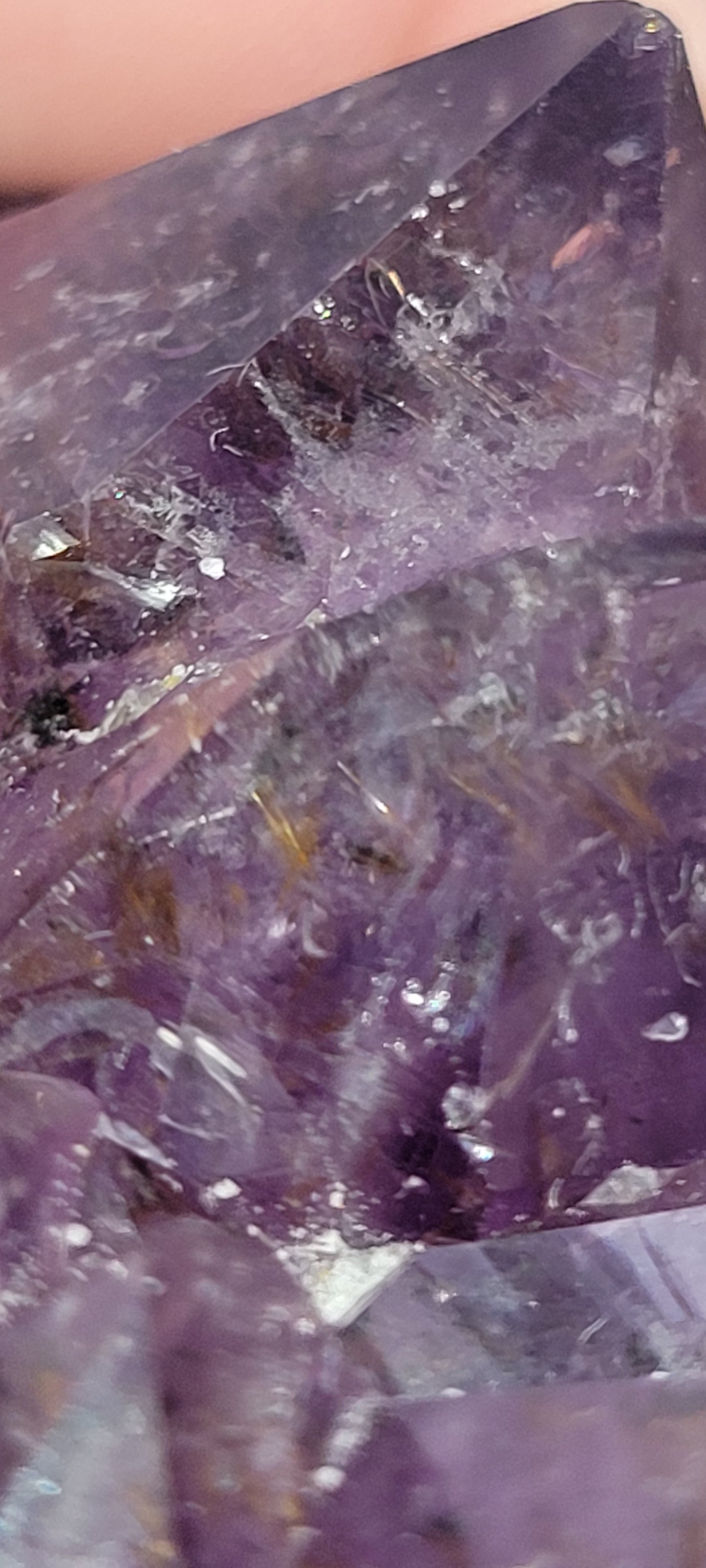 Amethyst Cluster with Rutile Inclusions