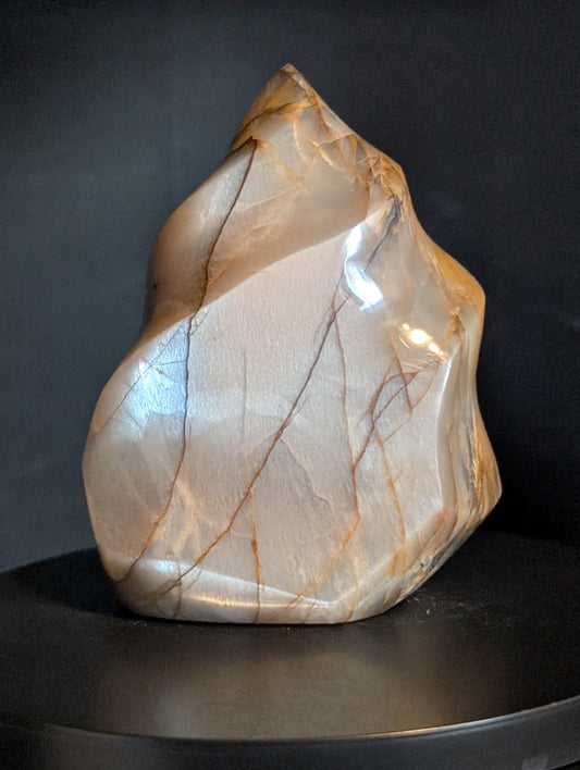 Large Peach Moonstone Flame