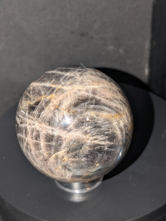 Black and Peach Moonstone Sphere