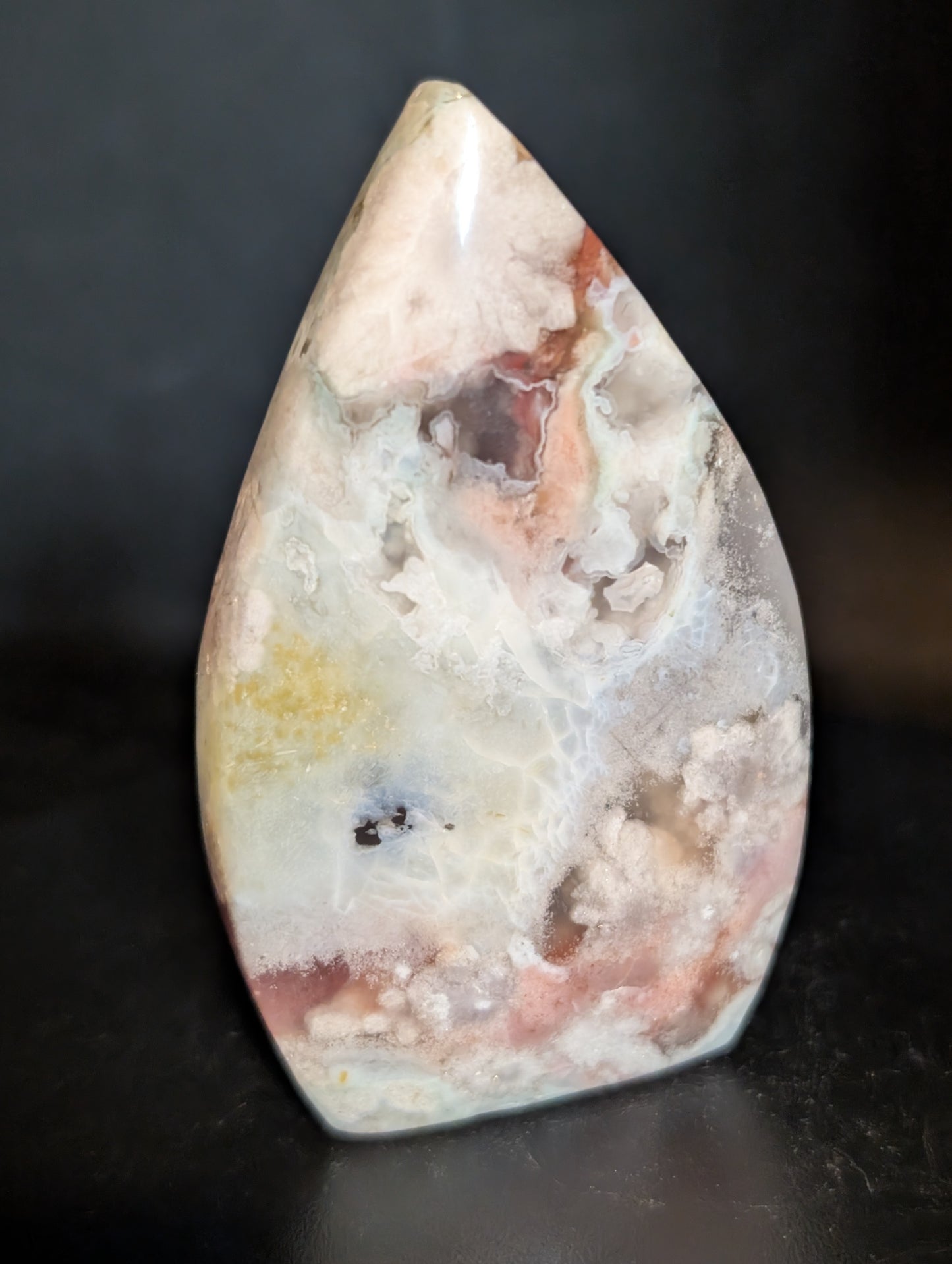 Pink and Green Flower Agate Tear Drop A