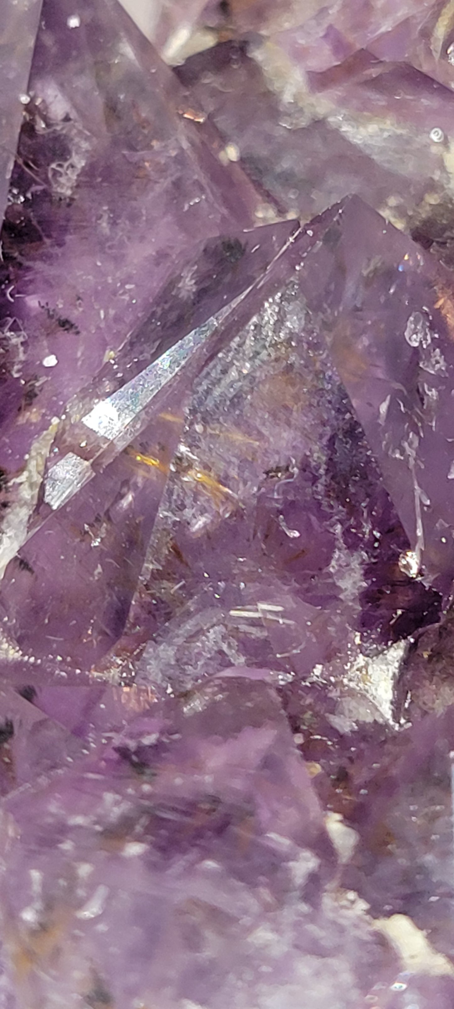 Amethyst Cluster with Rutile Inclusions
