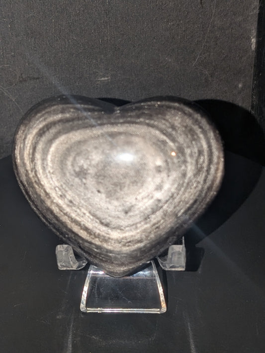 Silver Sheen Obsidian Heart