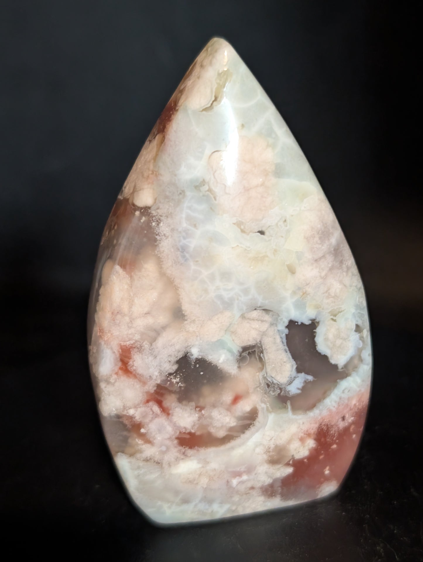 Pink and Green Flower Agate Tear Drop A