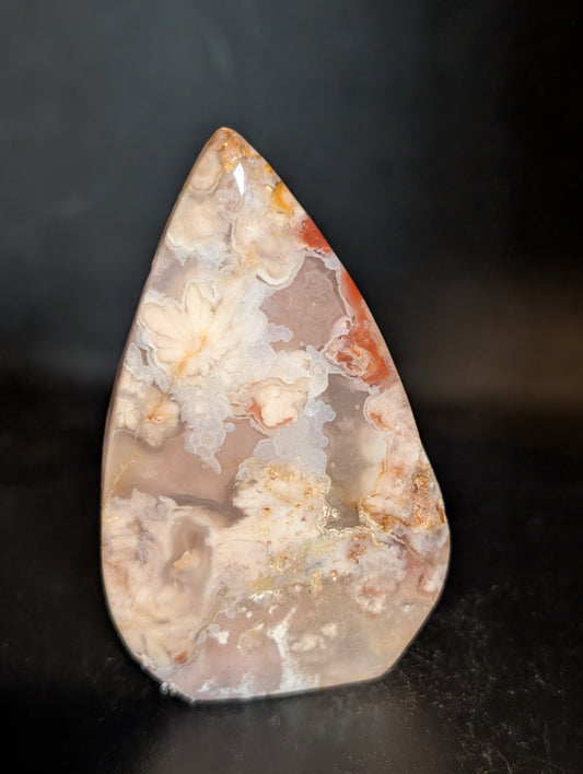 Pink and Green Flower Agate Tear Drop B