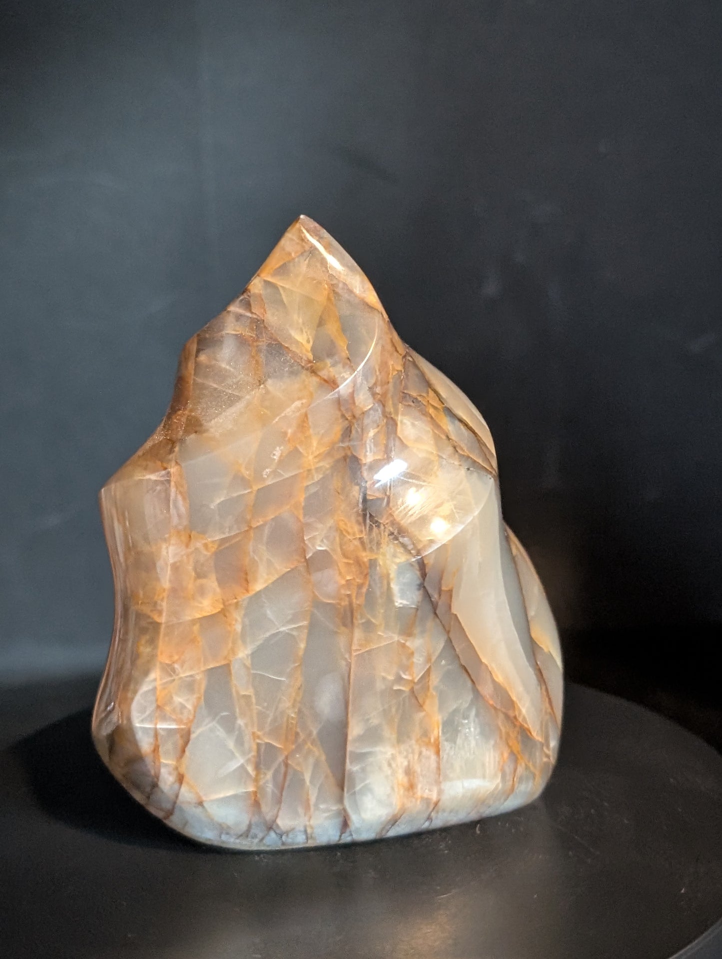 Large Peach Moonstone Flame