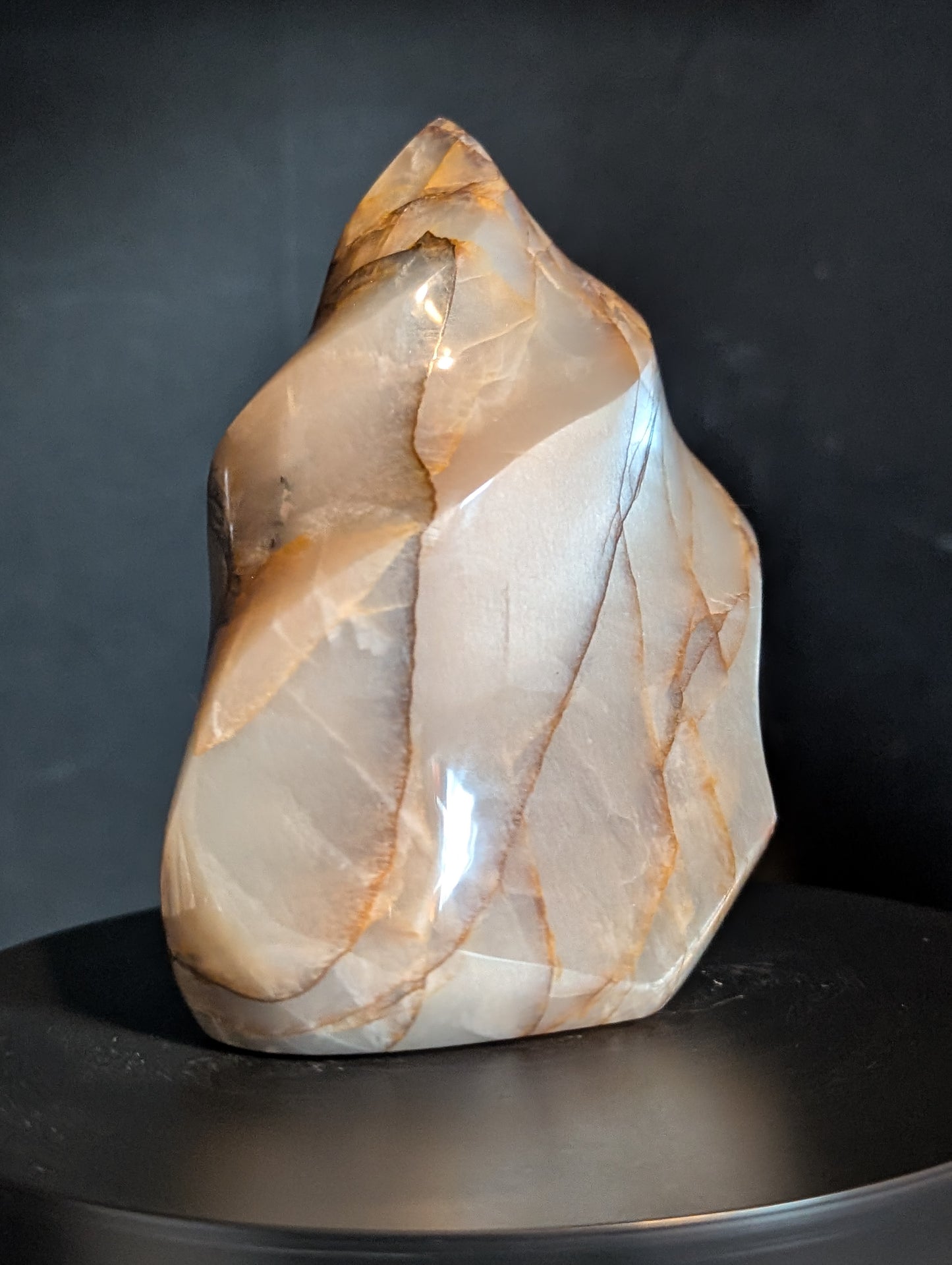 Large Peach Moonstone Flame